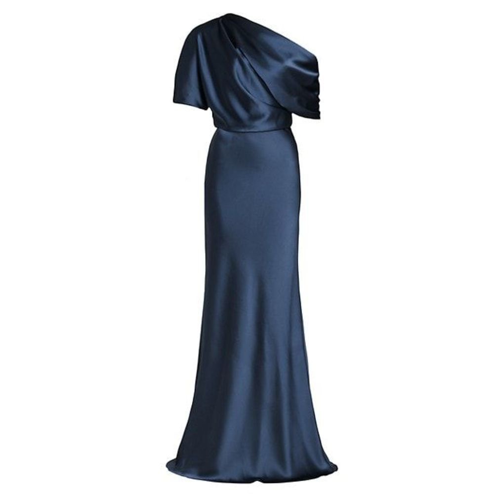 NWT Amsale Satin One-Shoulder Gown Size 10 $495